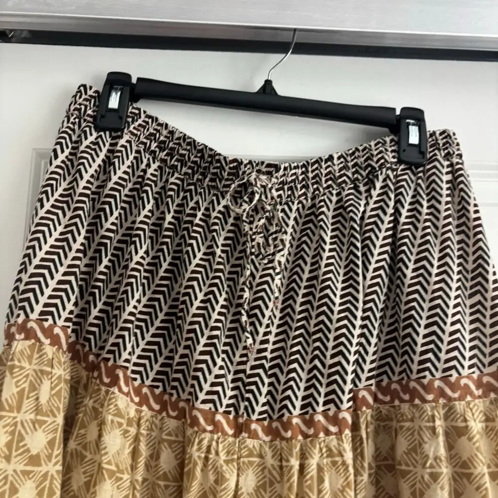 White Stag Boho Tiered Maxi Skirt Brown Festival Hippie Gypsy Cottagecore Size L - Picture 9 of 16